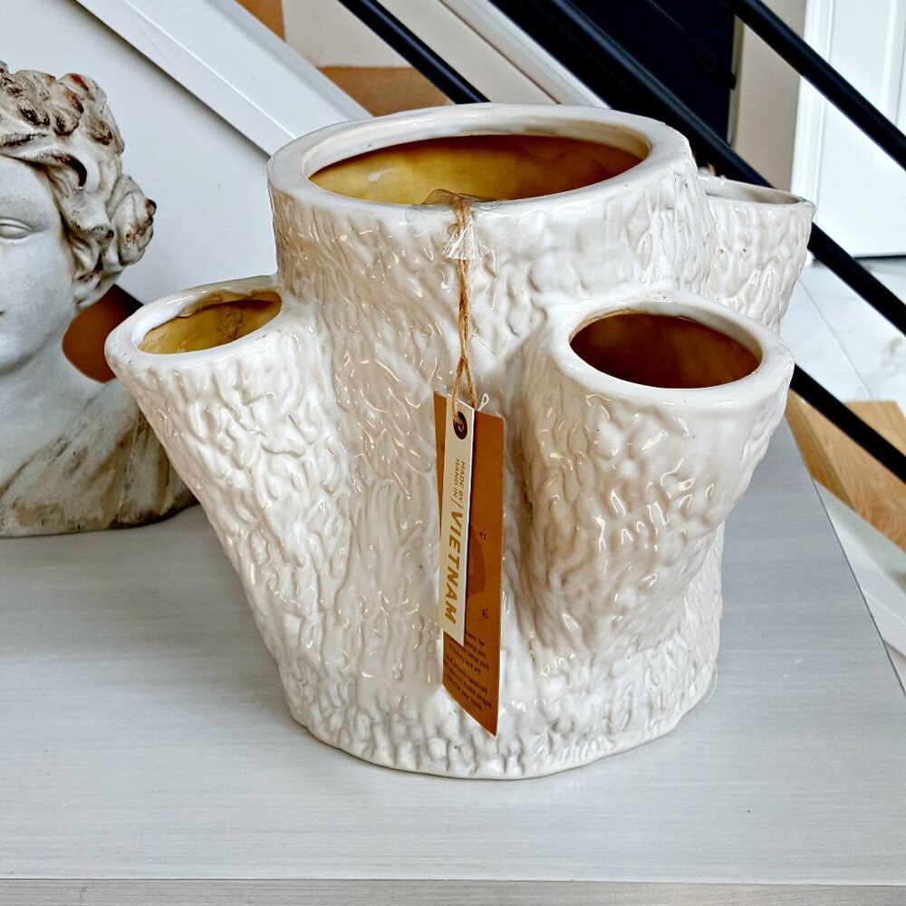 NWT! BOHO Farmhouse TREE TRUNK VASE ORNATE